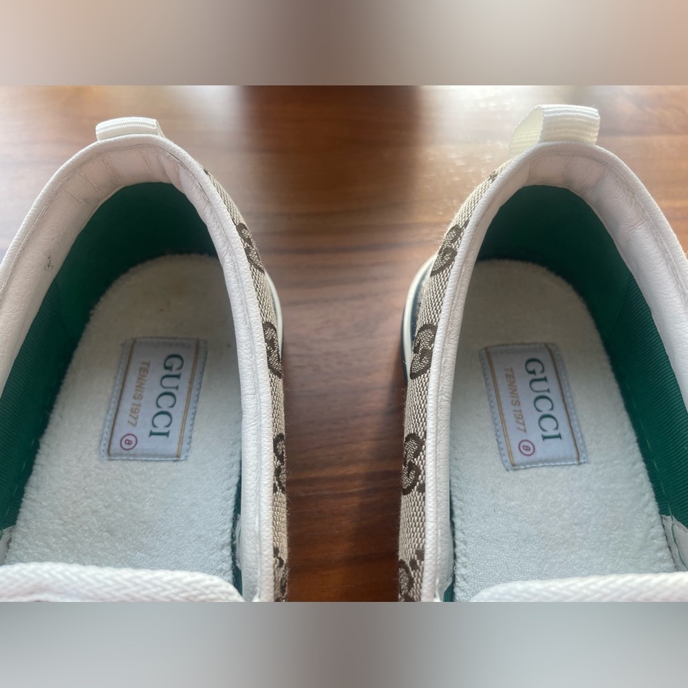 GUCCI Men's Tennis 1977 Slip Ons - "Beige Ebony" - Size 8 - Picture 7 of 8